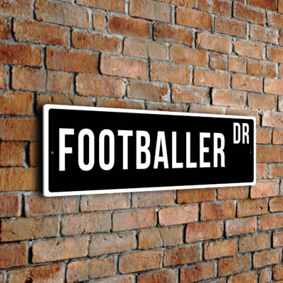 Footballer street sign