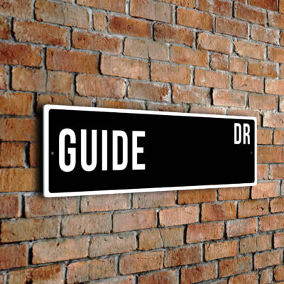 Guide street sign