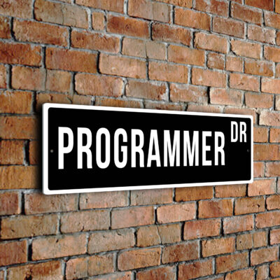 Programmer street sign