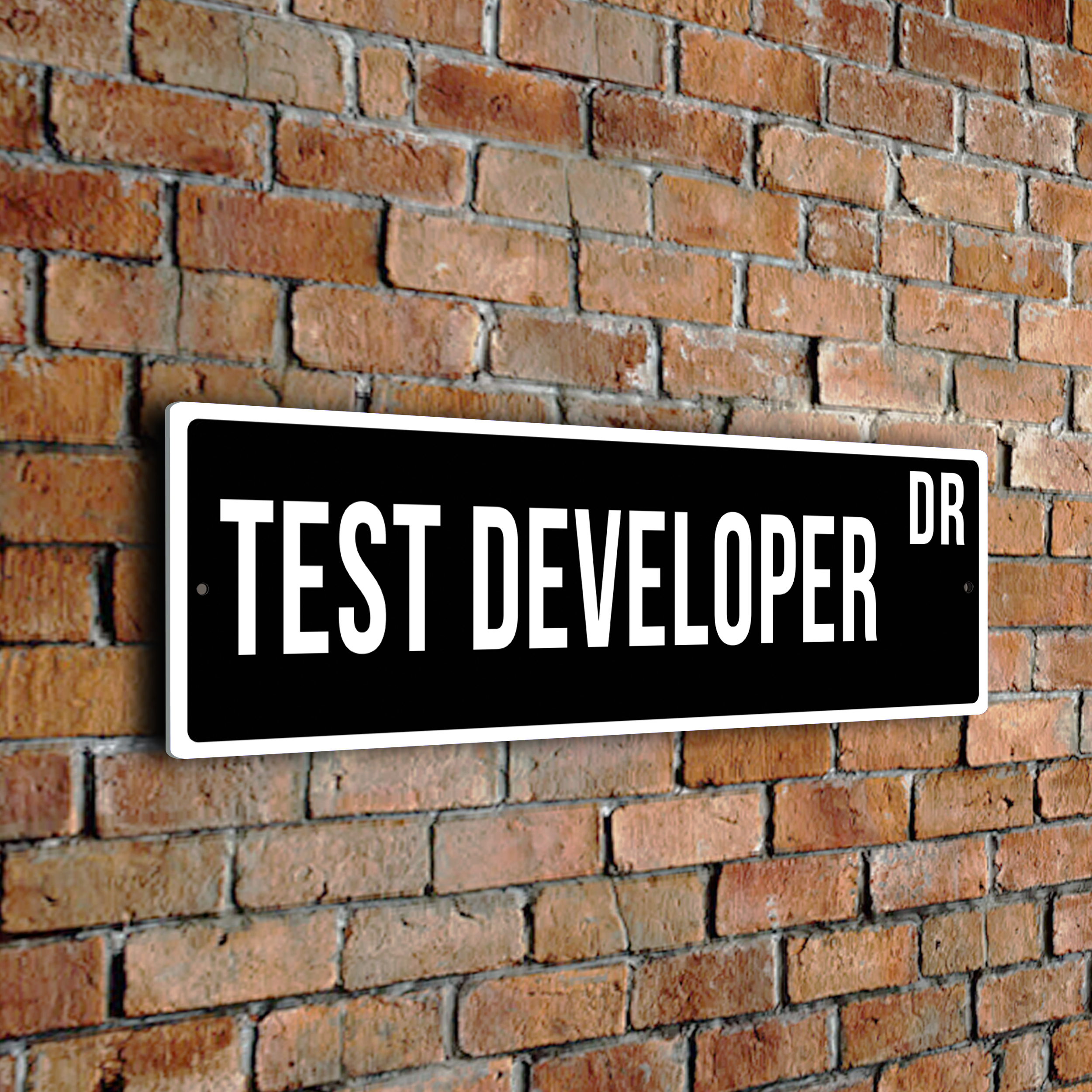 Test Developer street sign