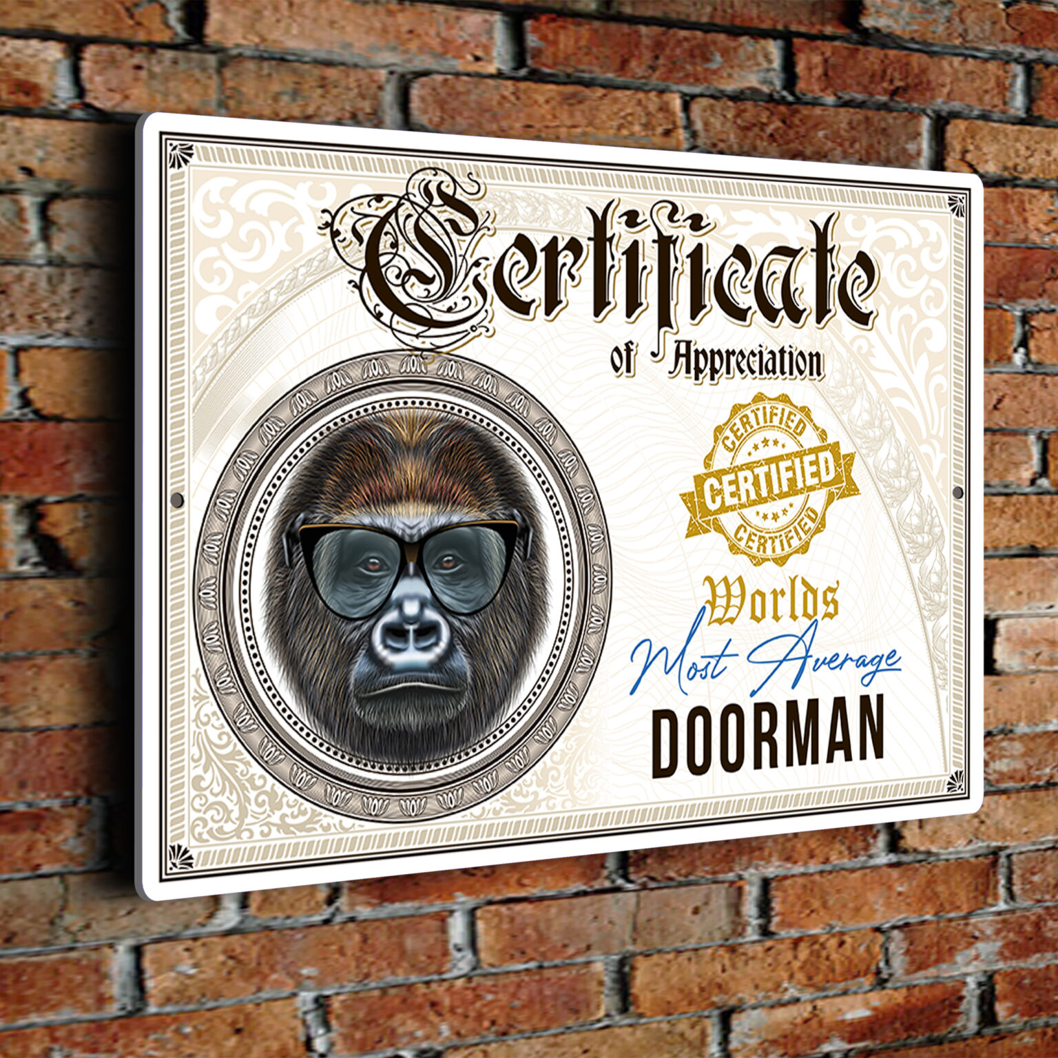 Fun Doorman Certificate Doorman Certificates Doorman Gifts