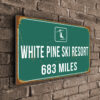 White Pine Ski Resort Distance Sign