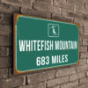 Whitefish Mountain Ski Resort Distance Sign
