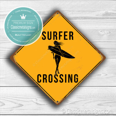 Surfer Crossing Sign - Female