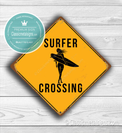 Surfer Crossing Sign - Female